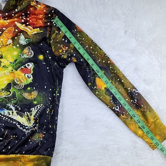 -812 Psychedelic Cottagecore Butterfly Print Pullover Hoodie Small - Picture 6 of 6